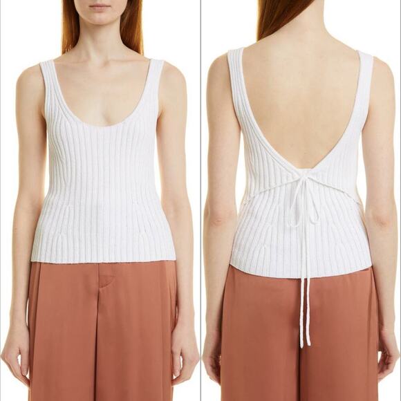 VINCE Tie Back Tank Size Large in White - Picture 1 of 7